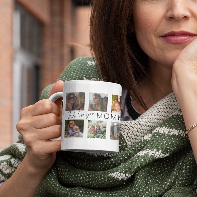 Taza De Café Te Amamos Mamá | Collage de fotos personalizado (Subido por el creador)