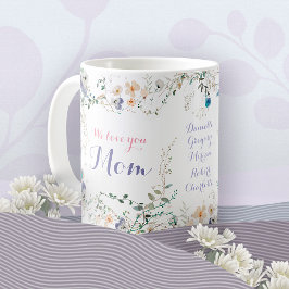 Taza De Café Te Amamos Mamá Floral Romántico Acolorado Violeta