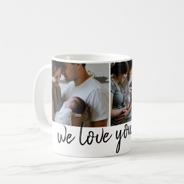 Taza De Café te amamos, mamá, foto moderna y blanca del Día de  (Anverso izquierdo)