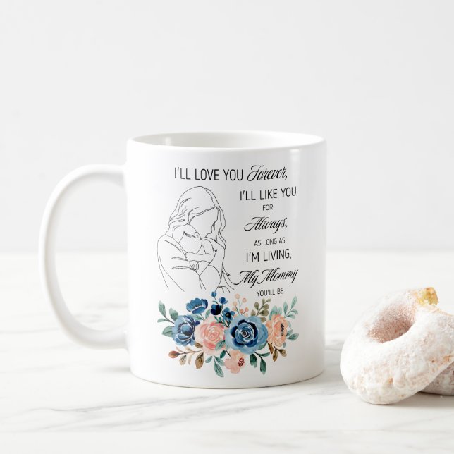 Taza De Café Te amaré para siempre, Floral de citas del Día de  (Con donut)