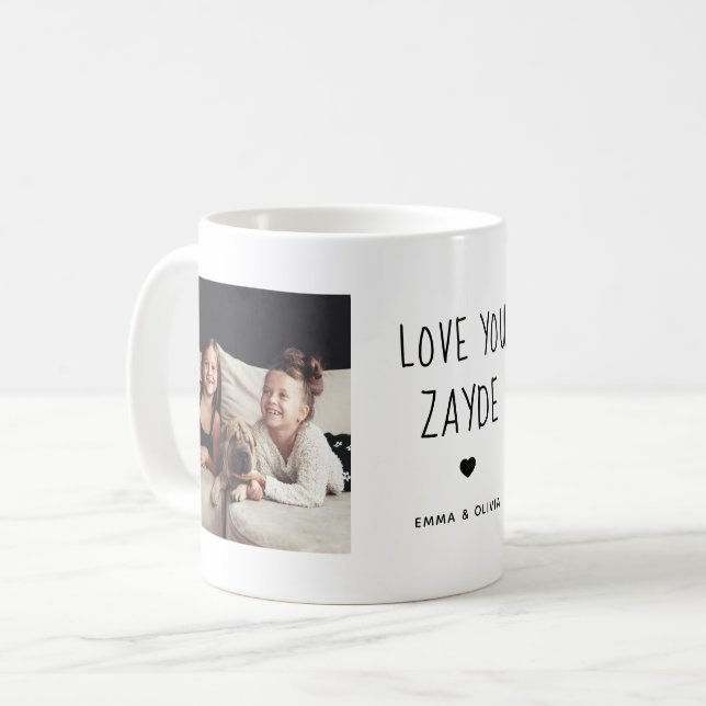 Taza De Café Te Amas Zayde | Dos textos manuscritos fotográfico (Anverso izquierdo)