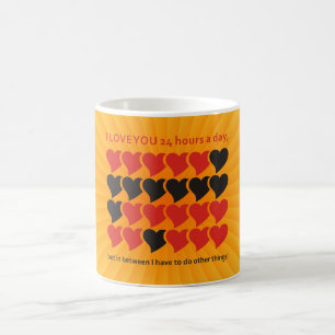 Taza De Café TE AMO 24 horas al día brillo amarillo
