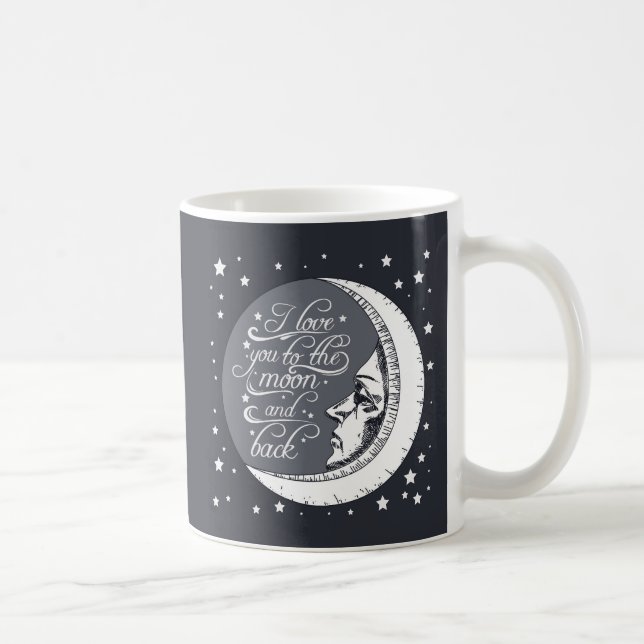 Taza De Café Te amo a la luna y a la parte posterior (Derecha)