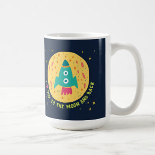 Taza De Café Te amo a la luna y al Rocketship trasero