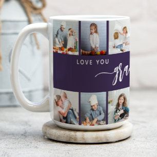 Taza De Café Te Amo Abuela 12 Collage de Fotos Morado