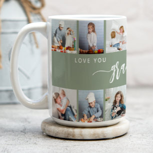 Taza De Café Te Amo Abuela 12 Collage de Fotos Verde Sage