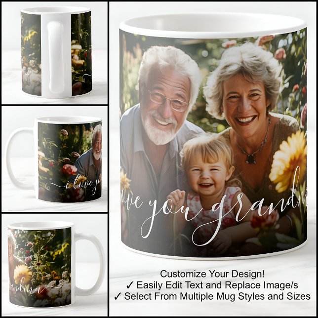 Taza De Café Te Amo Abuela Hermosa Plantilla De Fotografía Text (Subido por el creador)
