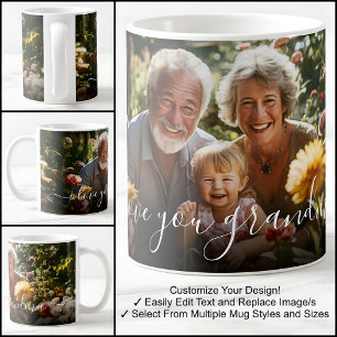 Taza De Café Te Amo Abuela Hermoso Texto de Plantilla de Foto