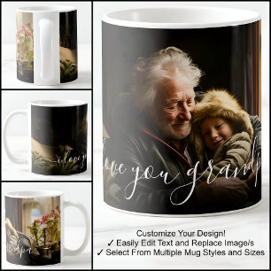 Taza De Café Te Amo Abuelo Hermoso Texto de Plantilla de Foto