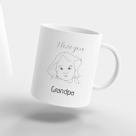 Taza De Café Te amo abuelo Retrato de cara de bebé personalizad