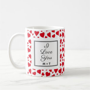 Taza De Café Te Amo Día de San Valentín de corazones rojos pers