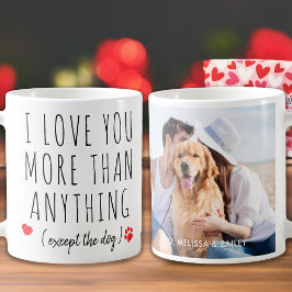 Taza De Café Te Amo Día de San Valentín Perro Lover Personaliza