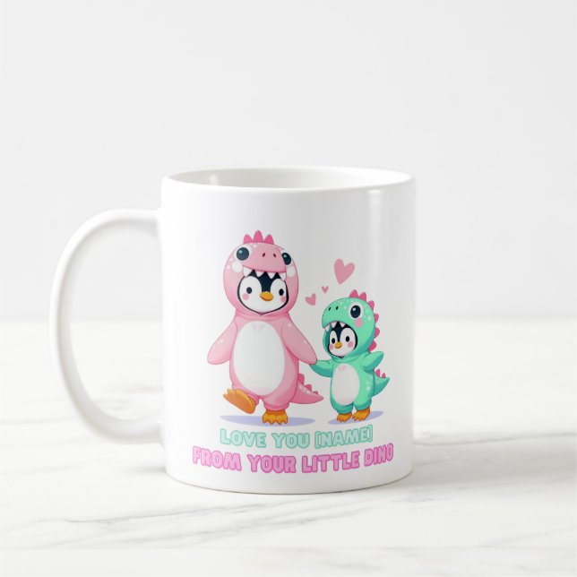 Taza De Café Te amo, Dino-Mom Personalizada (Izquierda)
