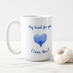 Taza De Café Te Amo El día de San Valentín Cute Blue Heart
