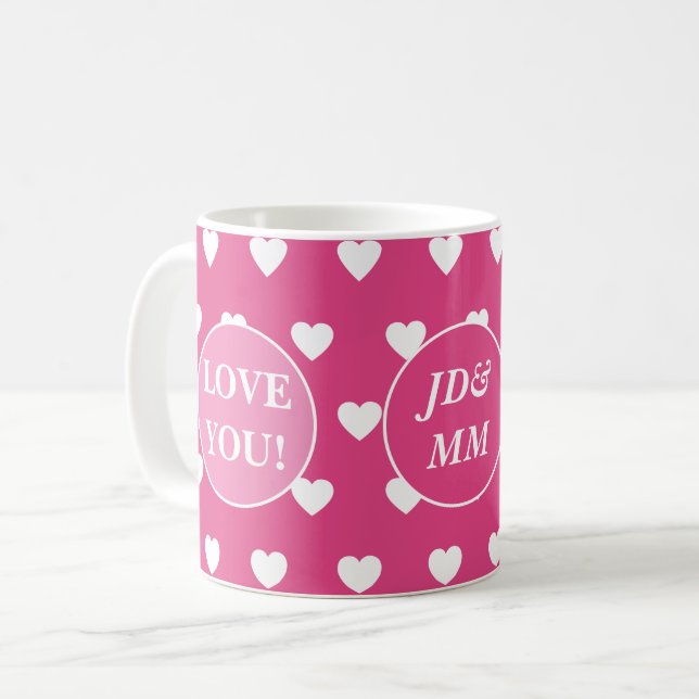 Taza De Café "¡Te amo!" El día de San Valentín de Iniciales (Anverso izquierdo)