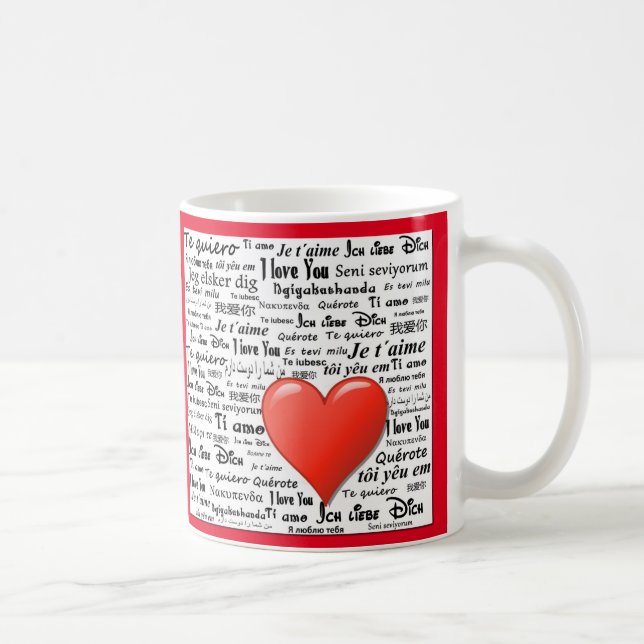 Taza De Café Te amo en muchos idiomas (Derecha)