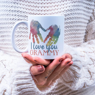 Taza De Café Te amo foto de huellas de corazón de tu abuela