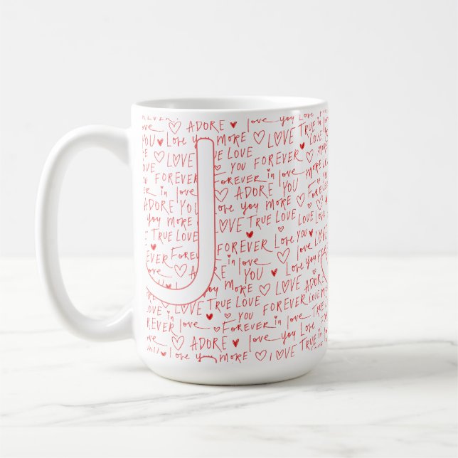 Taza De Café Te Amo J Tú — Inicial Personalizada “J” Romántica  (Izquierda)