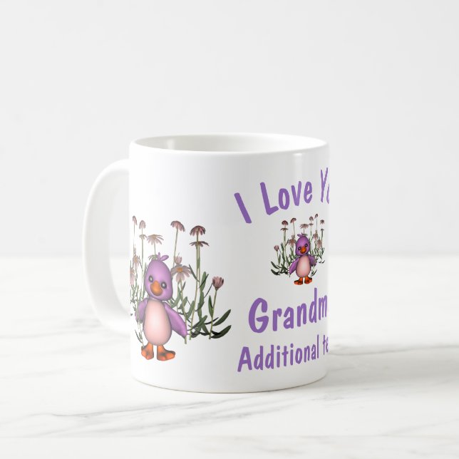 Taza De Café Te Amo La Abuela Cute Flores De Aves Personalizada (Anverso izquierdo)