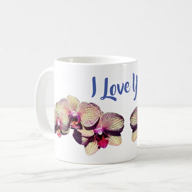 Taza De Café Te Amo La Flor Orquídea (Anverso izquierdo)