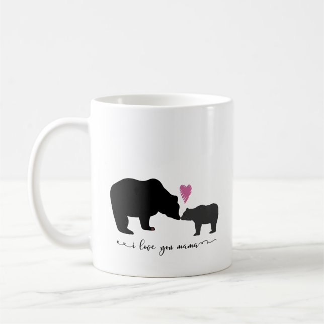 Taza De Café Te amo, mamá, bebé y mamá oso (Izquierda)