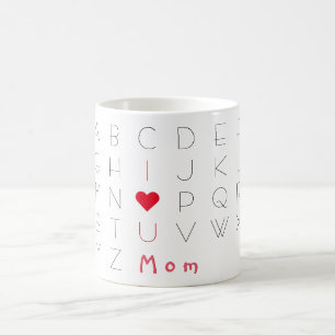 Taza De Café Te Amo Mamá Cita Día de la Madre ABCD Té de cumple