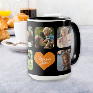 Taza De Café Te amo mamá collage de fotos personalizado