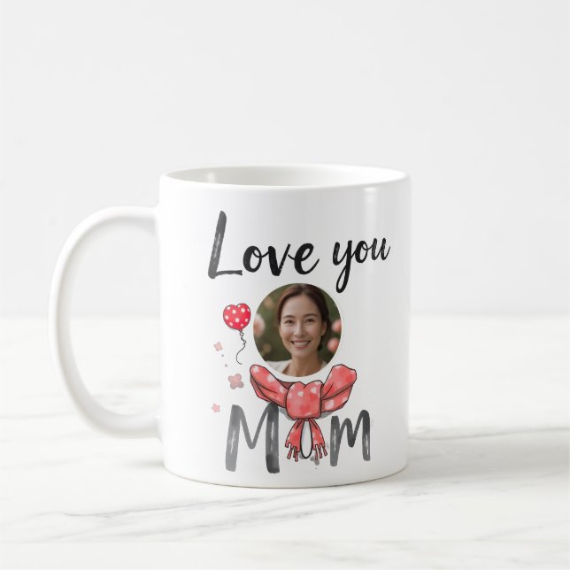 Taza De Café Te amo mamá con foto personalizada (Izquierda)