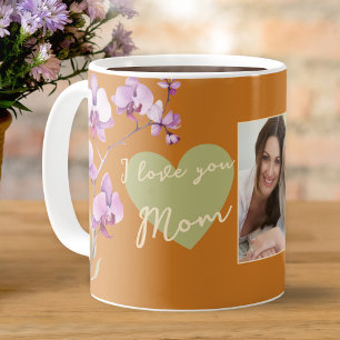 Taza De Café Te Amo Mamá Corazón de Naranja Salvia Foto