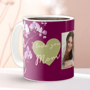Taza De Café Te Amo Mamá Corazón de Salvia Burgundy Foto