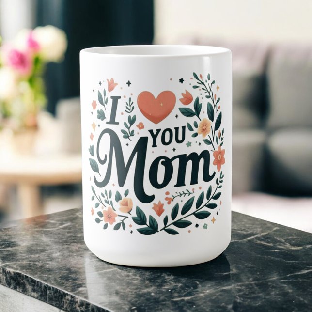 Taza De Café Te Amo Mamá - Corazón Floral (Subido por el creador)