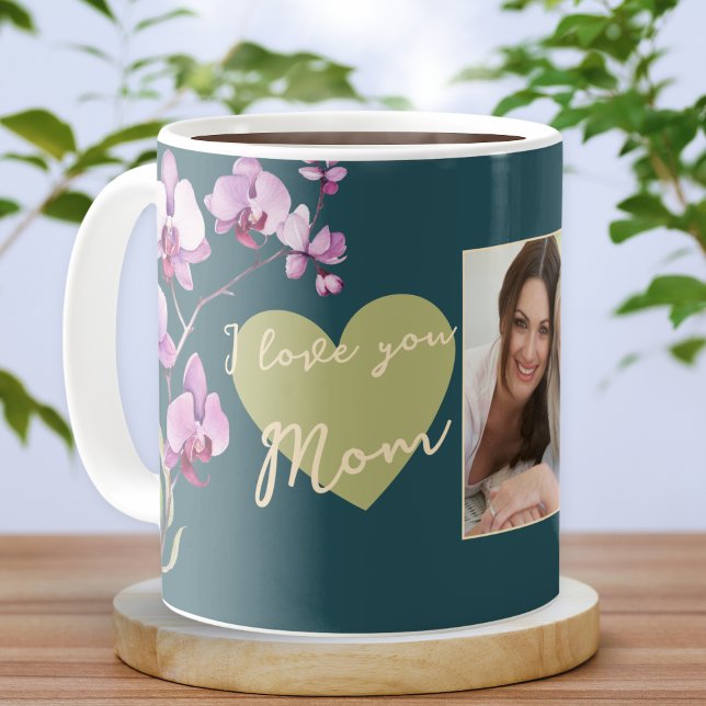 Taza De Café Te Amo Mamá Foto de Corazón Verde Turquesa (Subido por el creador)