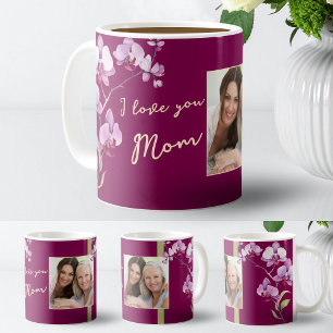 Taza De Café Te Amo Mamá Foto de Orquídea Borgoña