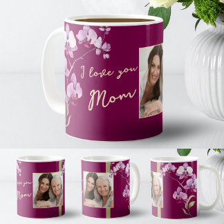 Taza De Café Te Amo Mamá Foto de Orquídea Borgoña