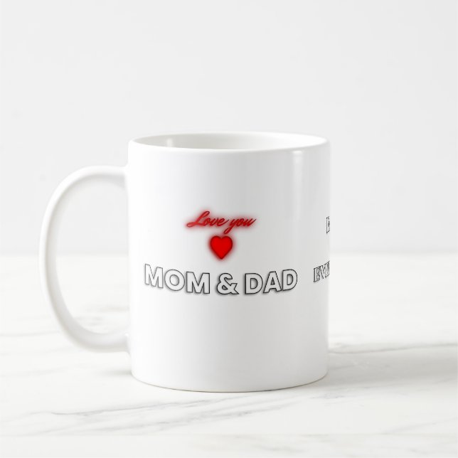 Taza De Café Te amo, mamá y papá Mug | Apreciación familiar (Izquierda)