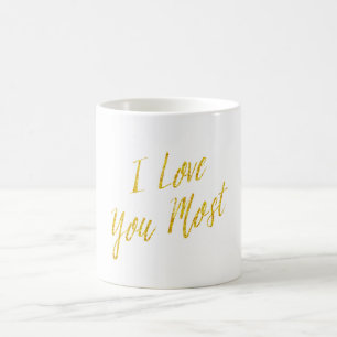 Taza De Café Te Amo Más Cita Faux Purpurina Metálico