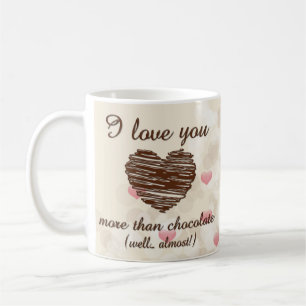 Taza De Café Te amo más que a los corazones rosados de chocolat