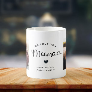Taza De Café Te amo Meema Hearts Personalizado Dos fotos Café M