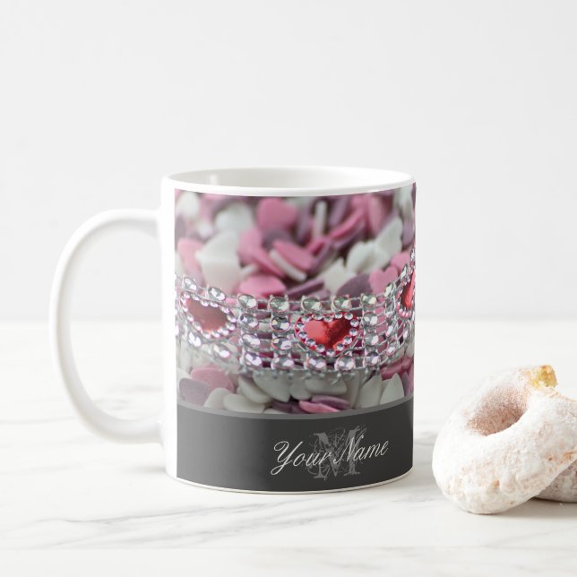 Taza De Café Te amo mi dulce San Valentín con adorable monogram (Con donut)