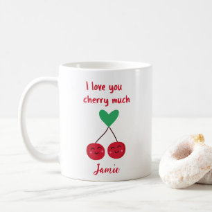Taza De Café Te Amo Mucho Cereza Divertido Día de San Valentín