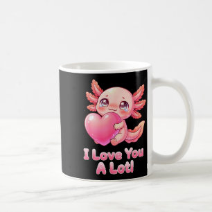 Taza De Café Te Amo Mucho Cute Axolotl Rosa Corazón Chibi Niña
