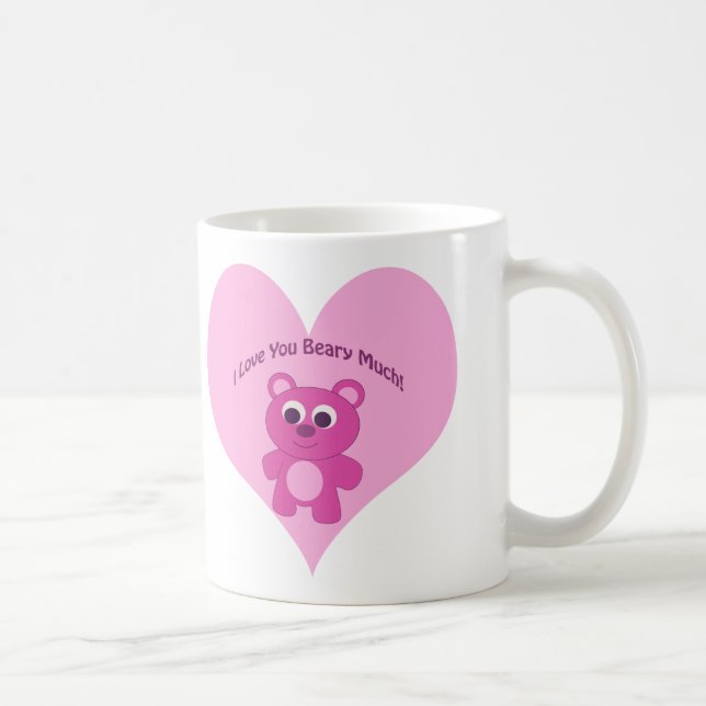 Taza De Café ¡Te Amo Mucho! Oso rosa (Derecha)