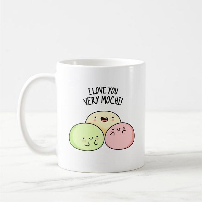 Taza De Café Te Amo Muy Mochi Funny Food Pun (Izquierda)