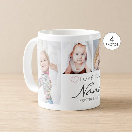 Taza De Café TE AMO NANA Personalizado con 4 Fotos a Mano