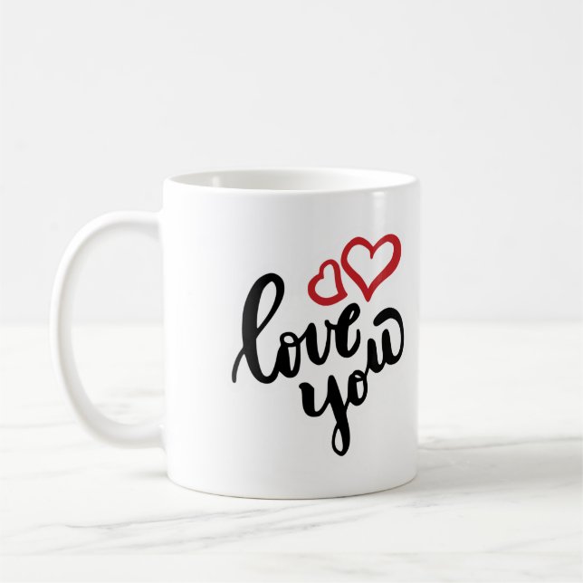 Taza De Café Te amo negro y rojo con corazón (Izquierda)