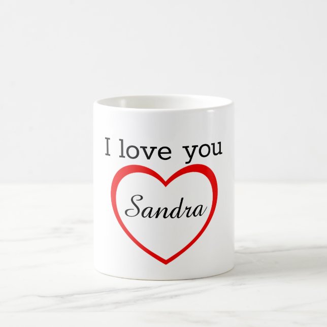 Taza De Café Te amo Nombre corazón rojo (Centro)