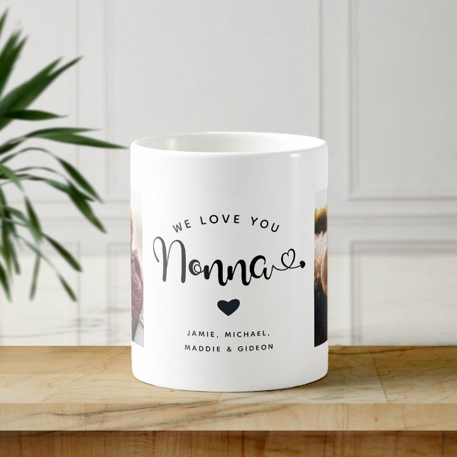 Taza De Café Te amo Nonna Hearts Personalizado Dos Fotos Café M (Subido por el creador)