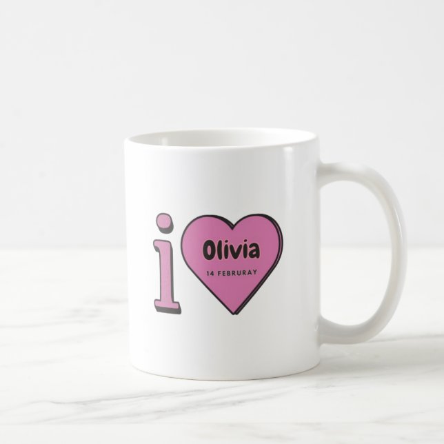 Taza De Café Te Amo Olivia, Regalo El día de San Valentín Para  (Derecha)