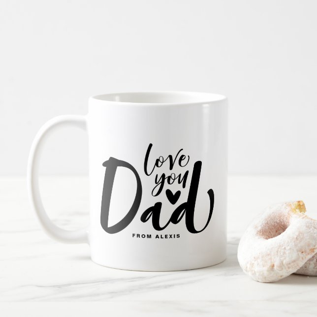 Taza De Café Te amo papá negro deja Personalizado del Día del P (Con donut)