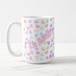 Taza De Café Te Amo Pastel Heart Confetti Romántico